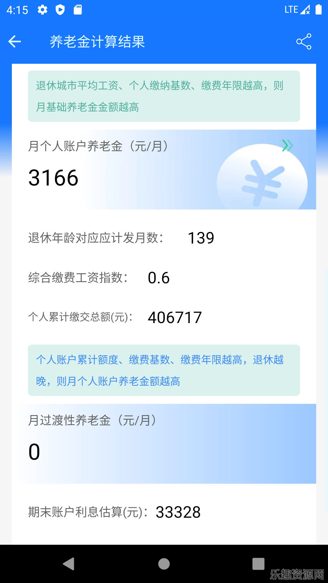 养老金计算器2024截图